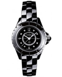 Chanel J12 Jewelry  Quartz Women's Watch, Ceramic, Black & Diamonds Dial, H2569