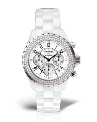 Chanel J12 Jewelry  Chronograph Automatic Women's Watch, Ceramic, White Dial, H1008