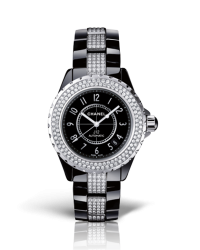 Chanel J12 Jewelry  Automatic Women's Watch, Ceramic, Black & Diamonds Dial, H1339