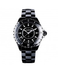 Chanel J12 Jewelry  Quartz Women's Watch, Ceramic, Black & Diamonds Dial, H1625