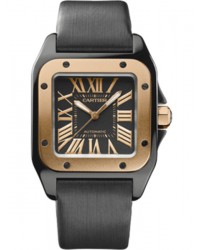 Cartier Santos 100  Automatic Unisex Watch, Titanium, Black Dial, W2020007