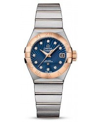 Omega Constellation  Automatic Women's Watch, Steel & 18K Rose Gold, Blue & Diamonds Dial, 123.20.27.20.53.001