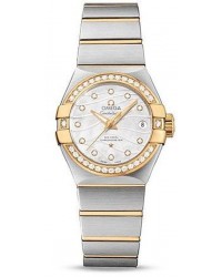 Omega Constellation  Automatic Women's Watch, Stainless Steel & Yellow Gold, Mother Of Pearl & Diamonds Dial, 123.25.27.20.55.004