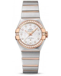 Omega Constellation  Automatic Women's Watch, Steel & 18K Rose Gold, Mother Of Pearl & Diamonds Dial, 123.25.27.20.55.005