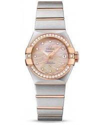 Omega Constellation  Automatic Women's Watch, Steel & 18K Rose Gold, Mother Of Pearl & Diamonds Dial, 123.25.27.20.57.003