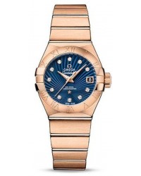 Omega Constellation  Automatic Women's Watch, 18K Rose Gold, Blue & Diamonds Dial, 123.50.27.20.53.001