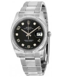 Rolex Date 34  Automatic Women's Watch, Stainless Steel, Black Dial, 115234-BLK-DIA