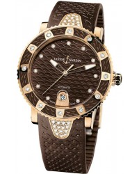 Ulysse Nardin Maxi Marine Diver  Automatic Women's Watch, 18K Rose Gold, Brown & Diamonds Dial, 8106-101E-3C/15