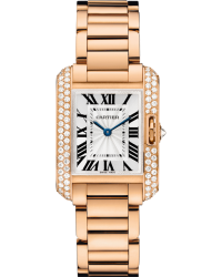Cartier Tank Anglaise  Automatic Women's Watch, 18K Rose Gold, Silver Dial, WT100002