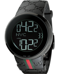 Gucci i-Gucci  Chronograph LCD Display Quartz Men's Watch, PVD, Black Dial, YA114207