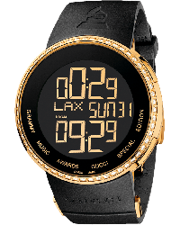 Gucci i-Gucci  Chronograph LCD Display Quartz Men's Watch, Gold Plated, Black Dial, YA114217