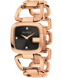 Gucci G-Gucci  Quartz Women's Watch, Gold Tone, Black Dial, YA125409