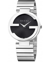 Gucci Interlocking  Quartz Women's Watch, Stainless Steel, Black Dial, YA133502