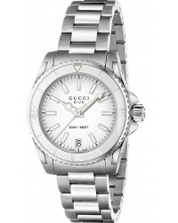 Gucci Dive  Quartz Women's Watch, Stainless Steel, White Dial, YA136402